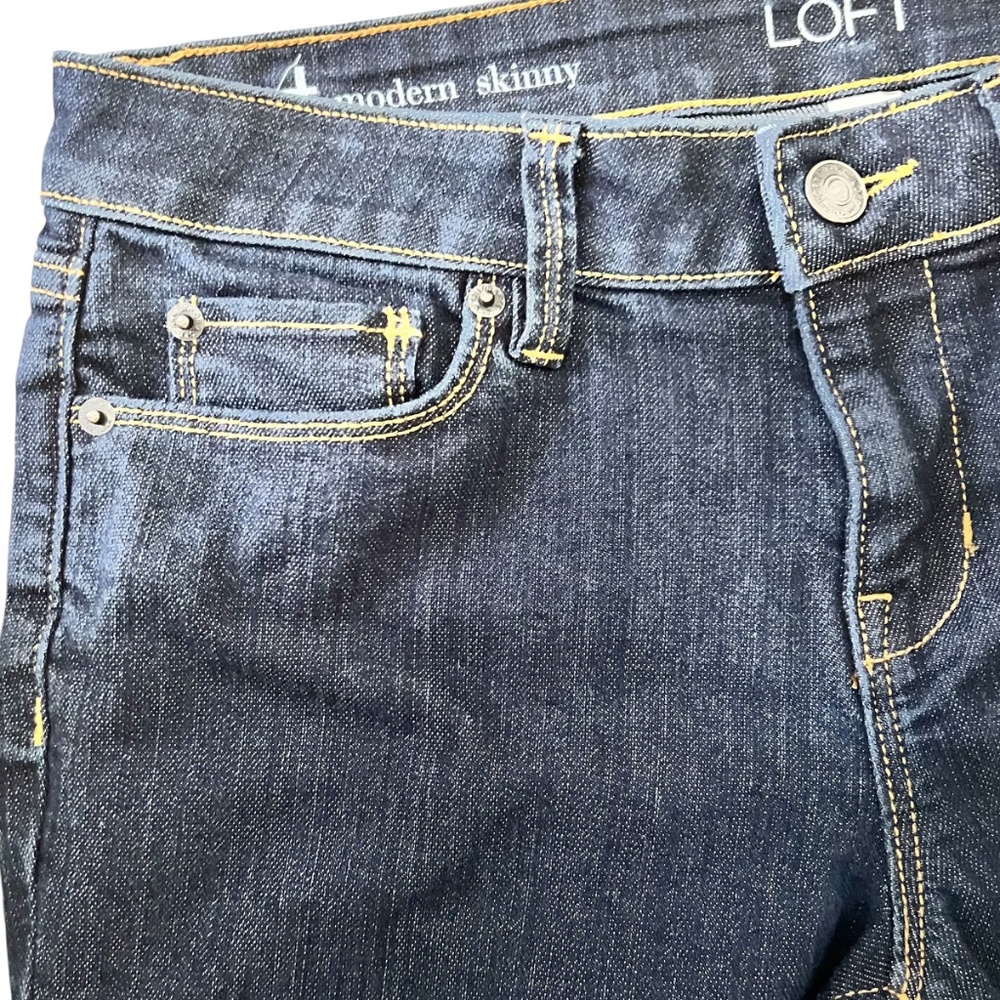 LOFT Modern Skinny Size 4 Jeans Dark Wash Blue Denim Everyday Casual VGC 30 x 30 - Picture 4 of 8